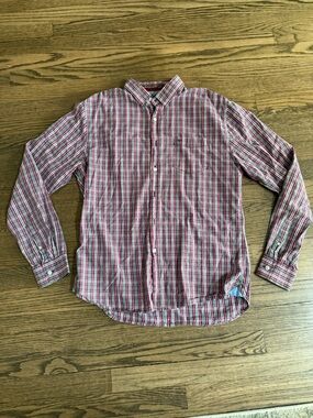Cotton On Men's Red and White Plaid Button-Down Shirt
